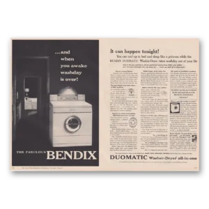 1955 Bendix Washer Dryer Print Ad | Washday Over