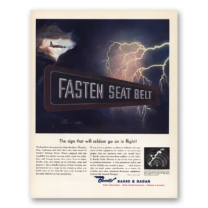 1955 Bendix Radio Print Ad | Fasten Seat Belt