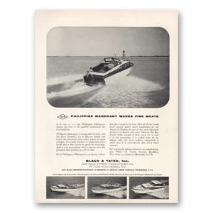 1955 Black & Yates Fine Boats Print Ad | Philippine Mahogany