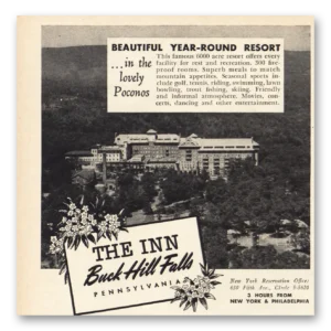 1955 Buck Hills Farm Print Ad | Lovely Poconos