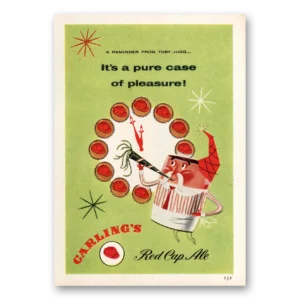 1955 Carlings Red Cap Ale Print Ad | Case Pleasure