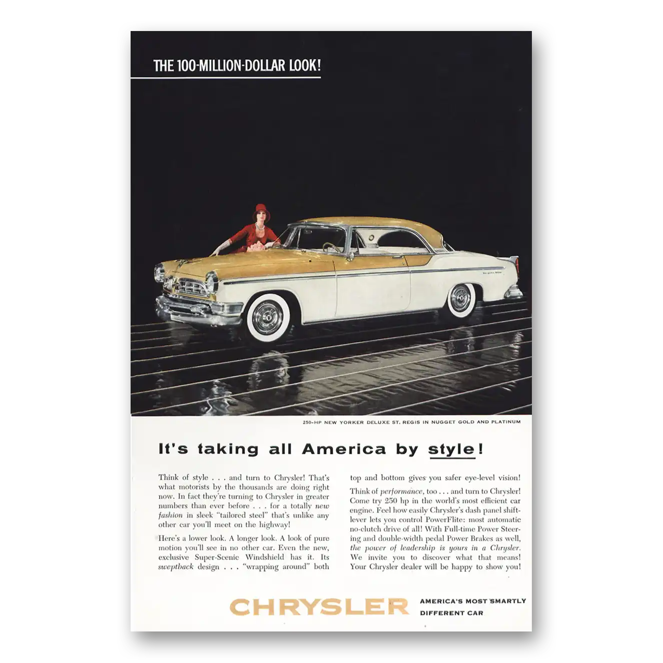 1955 Chrysler New Yorker Print Ad | 100 Million