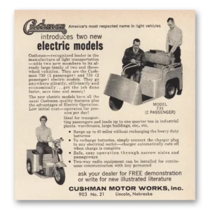 1955 Cushman Motors Print Ad | Electric Models