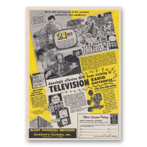 1955 Devry Technical Institute Print Ad | Television Radio