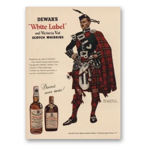 1955 Dewars White Label Print Ad | Victoria Vat Whiskies