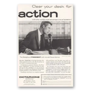 1955 Dictaphone Print Ad | Clear Your Desk