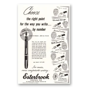1955 Esterbrook Fountain Pen Print Ad | Choose Right Point