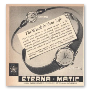 1955 Eterna Watch Print Ad | In Your Life