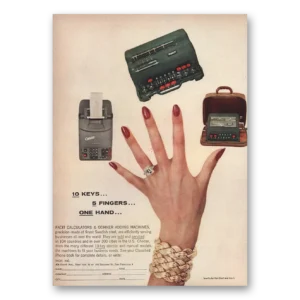 1955 Facit Calculators Print Ad | 10 Keys 5 Fingers