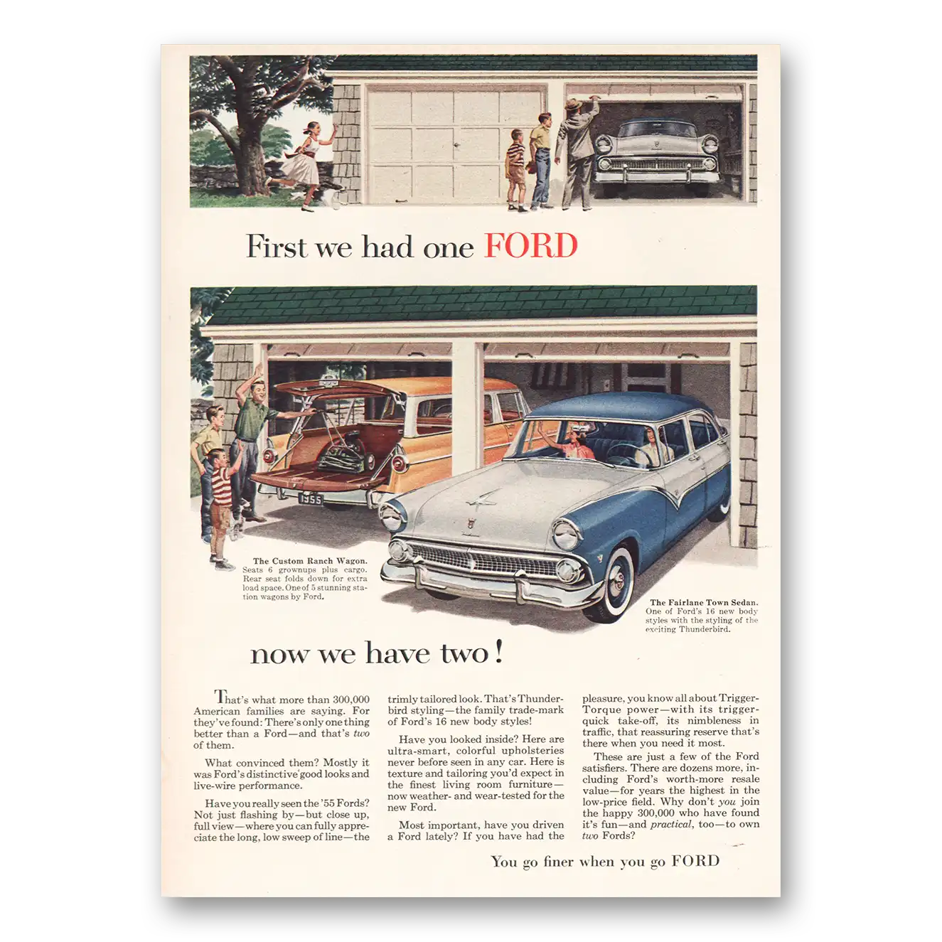 1955 Ford Print Ad | Now We Have Two