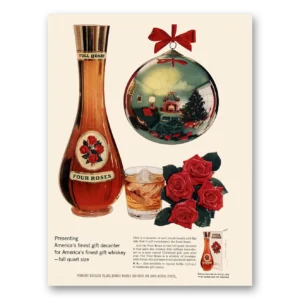 1955 Four Roses Print Ad | Gift Decanter