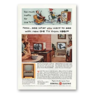 1955 General Electric Television Print Ad | Too Much Traffic