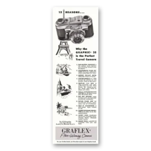 1955 Graflex Graphic 35 Camera Print Ad | Travel Camera