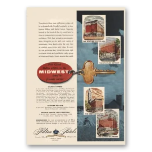 1955 Hilton Hotels Print Ad | Midwest