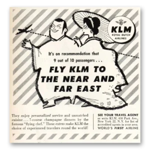 1955 KLM Royal Dutch Airlines Print Ad | Far East