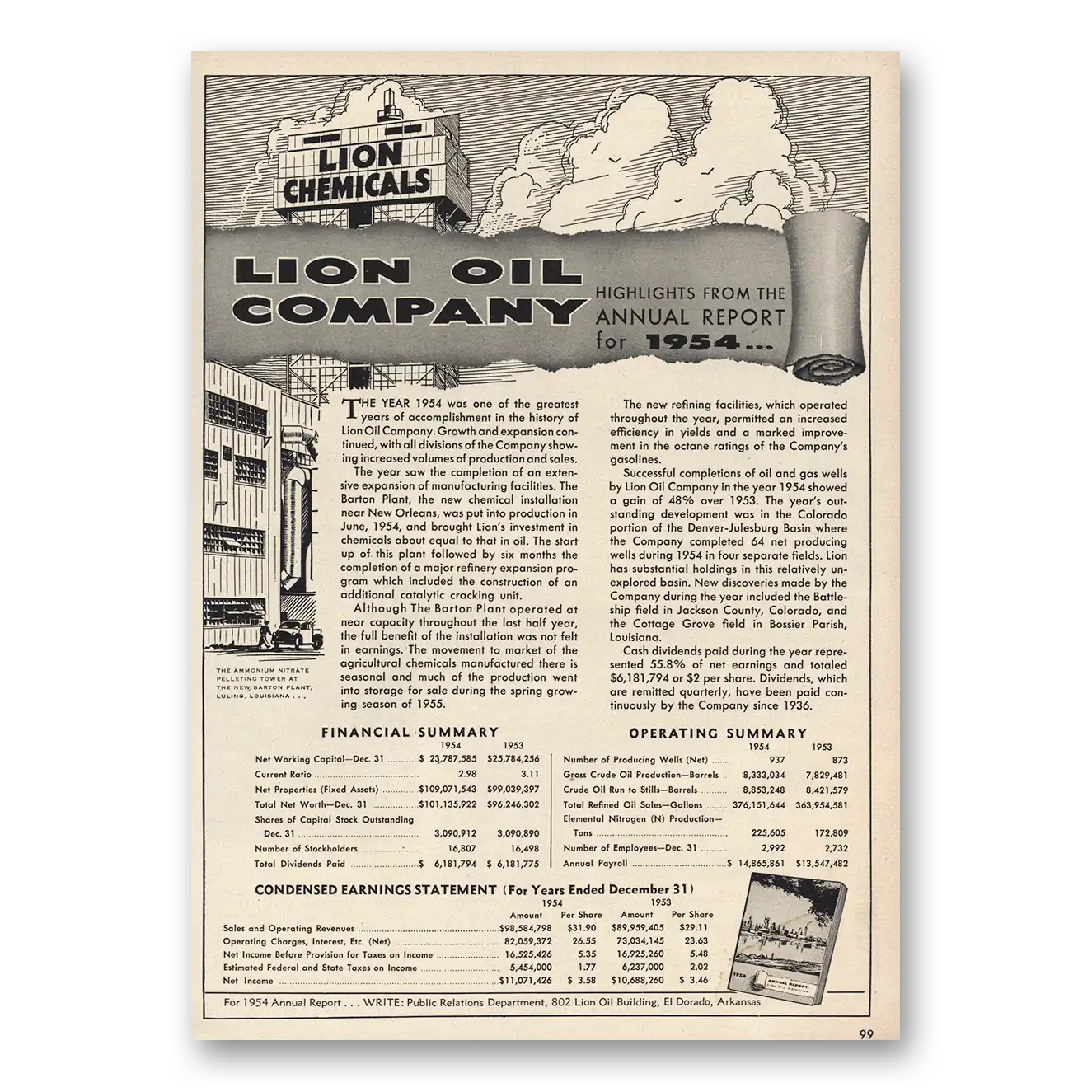 1955 Lion Oil Company Print Ad | Annual Report