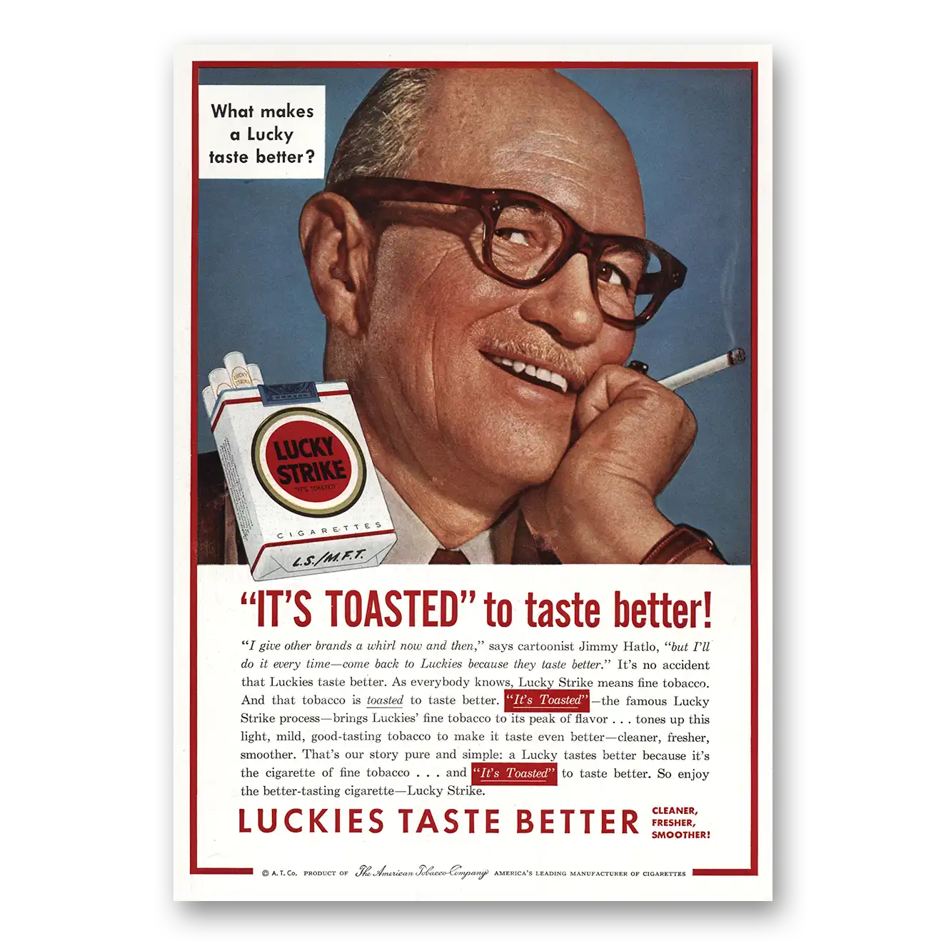 1954 Lucky Strike Cigarettes Print Ad | Toasted