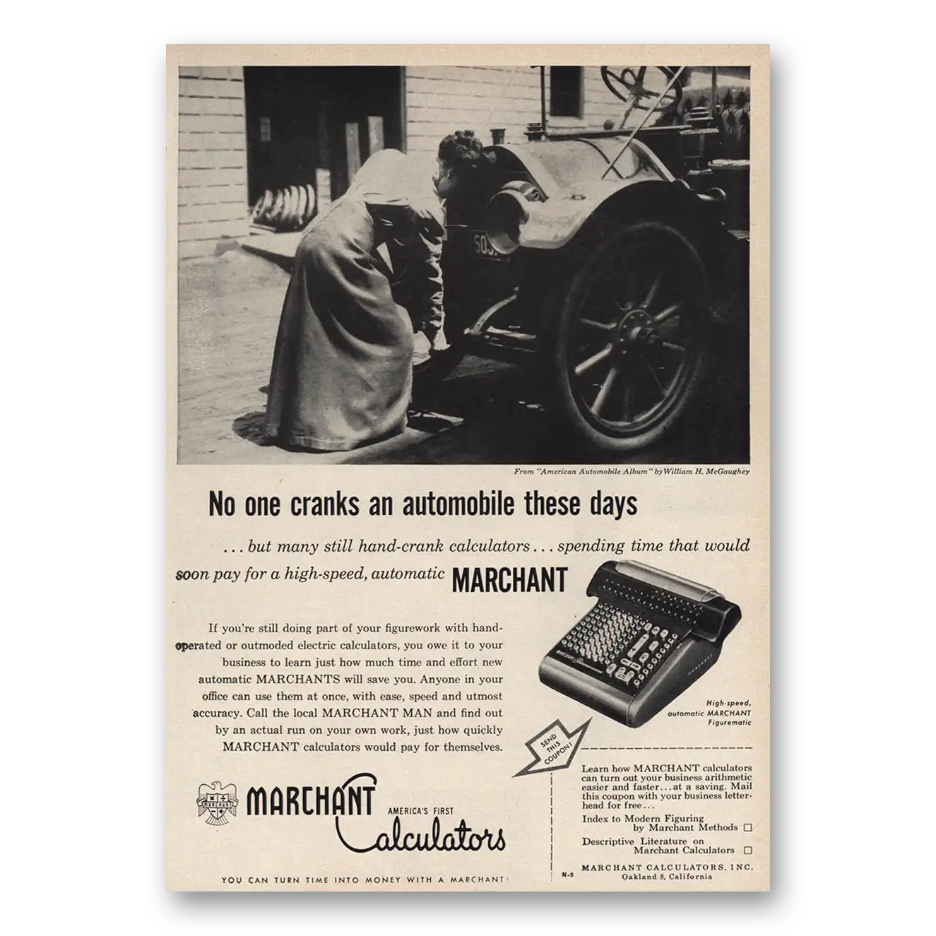 1955 Marchant Calculating Machine Print Ad | Cranks Automobile