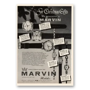 1955 Marvin Watches Print Ad | Christmas