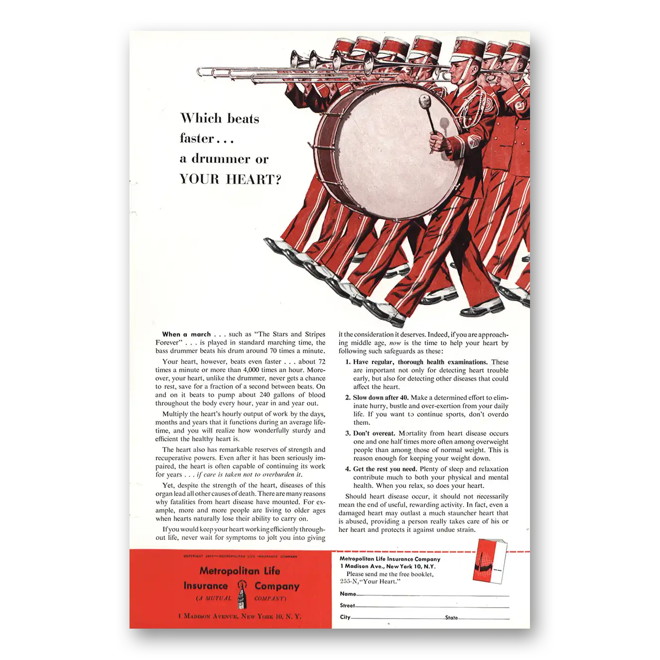 1955 Metropolitan Life Insurance Print Ad | Beats Faster