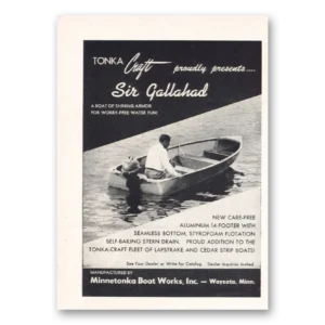1955 Minnetonka Boat Works Print Ad | Sir Gallahad