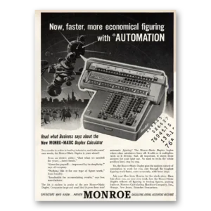 1955 Monroe Calculating Machines Print Ad | Adding Machine