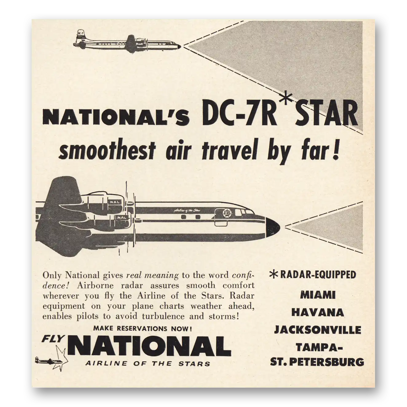 1955 National Airlines Print Ad | Dc7r Star