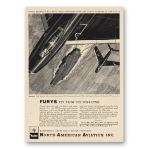 1955 North American Aviation Print Ad | Uss Forrestal