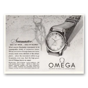 1955 Omega Seamaster Watch Print Ad | Seals Out Water