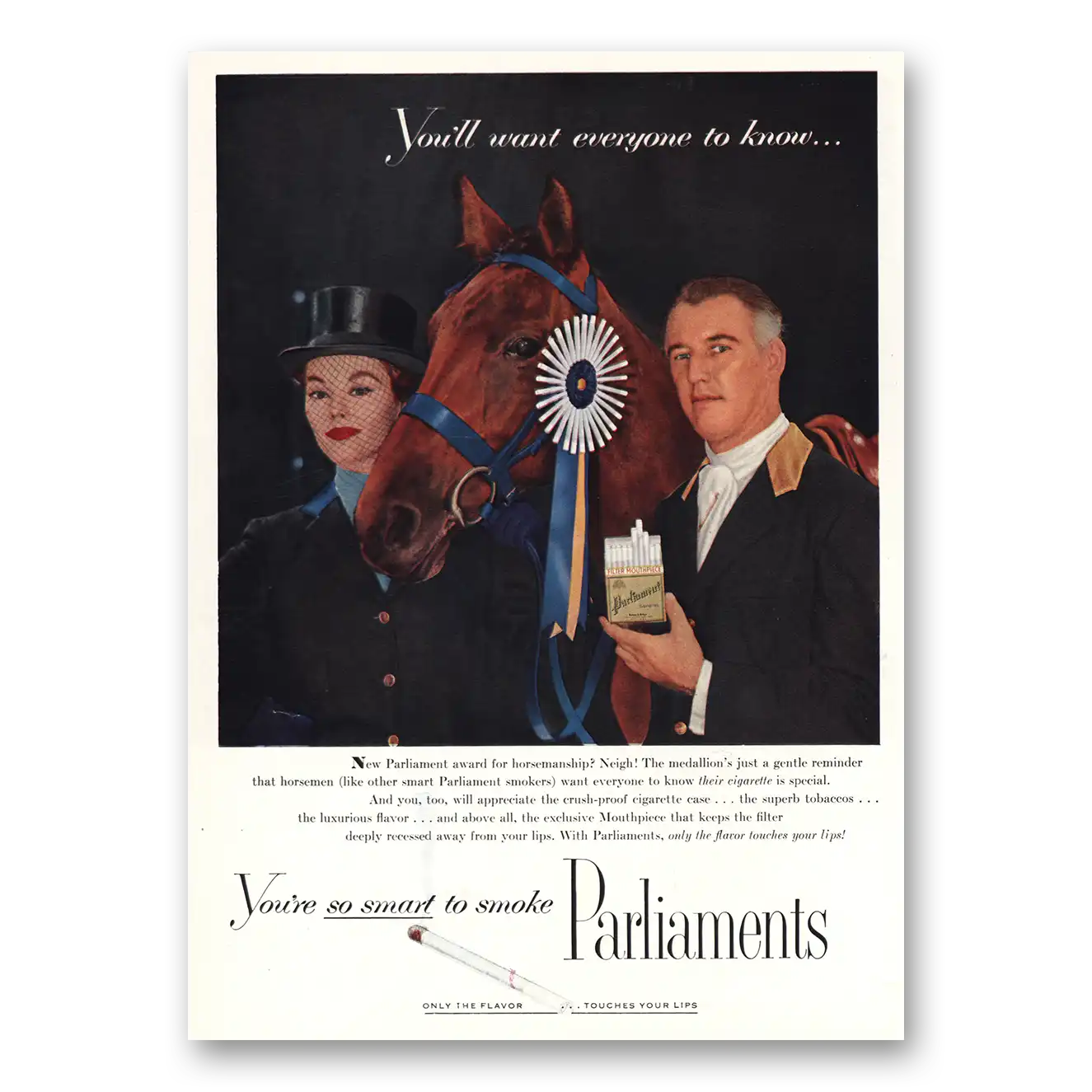 1955 Parliament Cigarettes Print Ad | Want Everyone To Know