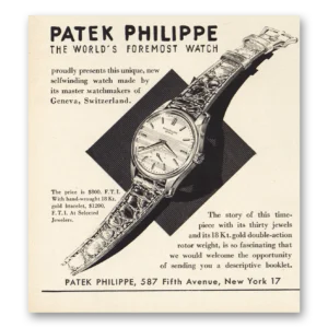 1955 Patek Philippe Watch Print Ad | Selfwinding