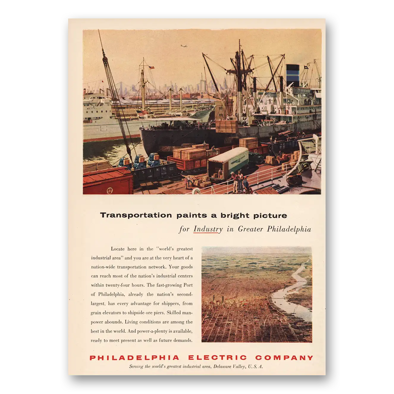 1955 Philadelphia Electric Print Ad | Paints Bright Picture