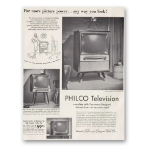 1955 Philco Television Print Ad | Swivel Base Tv