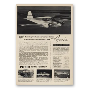 1955 Piper Aircraft Print Ad | Apache Twin Engine