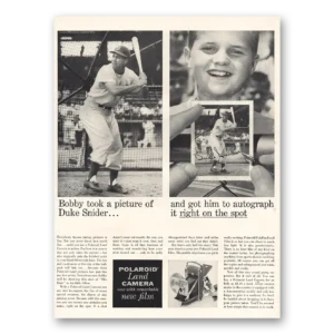 1955 Polaroid Land Camera Print Ad | Duke Snider