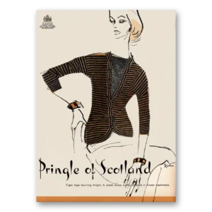 1955 Pringle of Scotland Fashion Print Ad | Tiger Burning Bright
