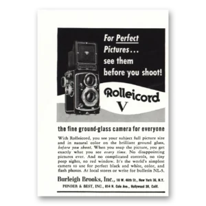 1955 Rolleicord Camera Print Ad | Glass Camera