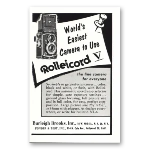 1955 Rolleicord Camera Print Ad | Worlds Easiest