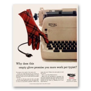 1955 Royal Typewriter Print Ad | Empty Glove