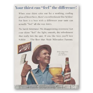 1955 Schlitz Beer Print Ad | Feel Difference