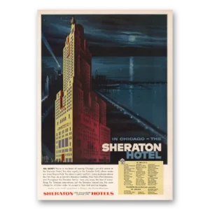 1955 Sheraton Hotels Print Ad | Chicago Lake Michigan