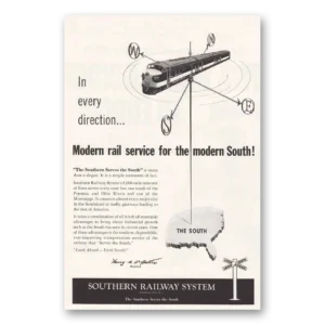 1955 Southern Railway Print Ad | Rail Service