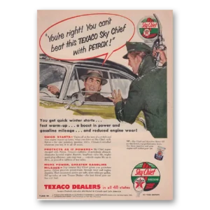 1955 Texaco Sky Chief Gasoline Print Ad | Cant Beat