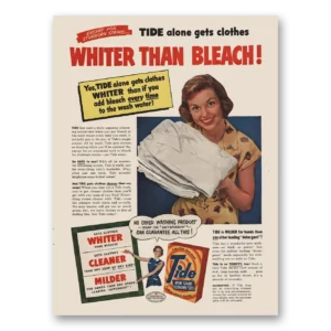 1954 Tide Detergent Print Ad | Whiter Than Bleach