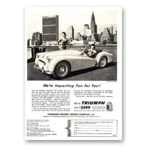 1955 Triumph TR2 Print Ad | Importing Fun