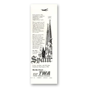 1955 TWA Airlines Print Ad | La Sagrada Familia Barcelona