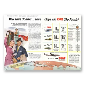 1955 TWA Airlines Print Ad | Sky Tourist