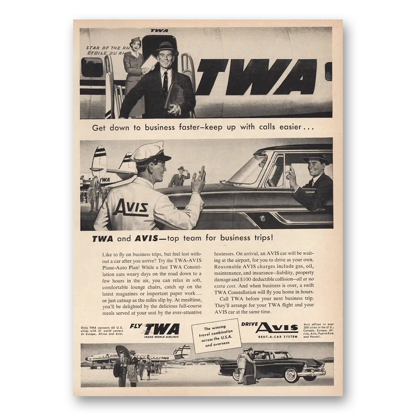 1955 TWA Print Ad | Get Down To Business