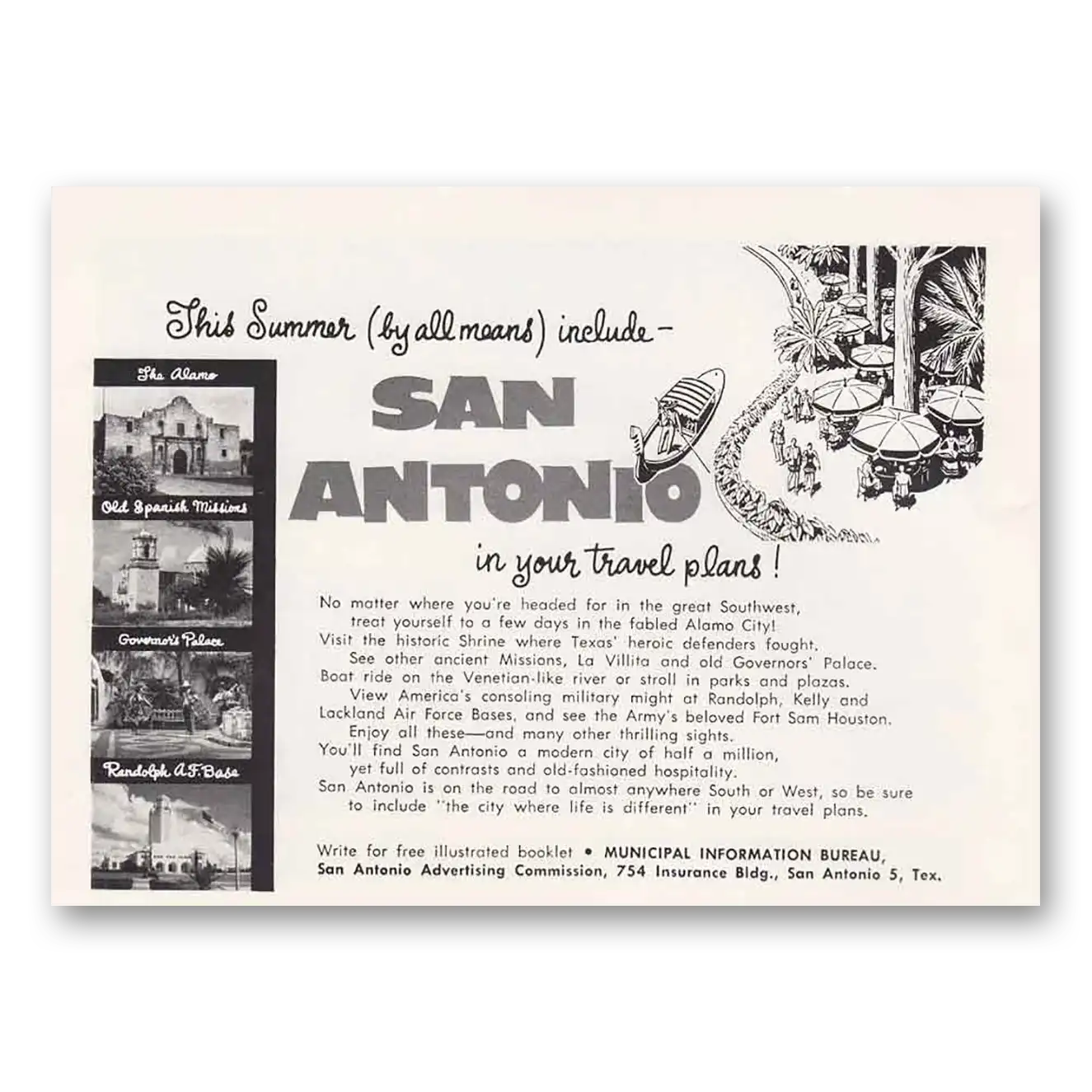 1955 San Antonio Texas Print Ad | Alamo