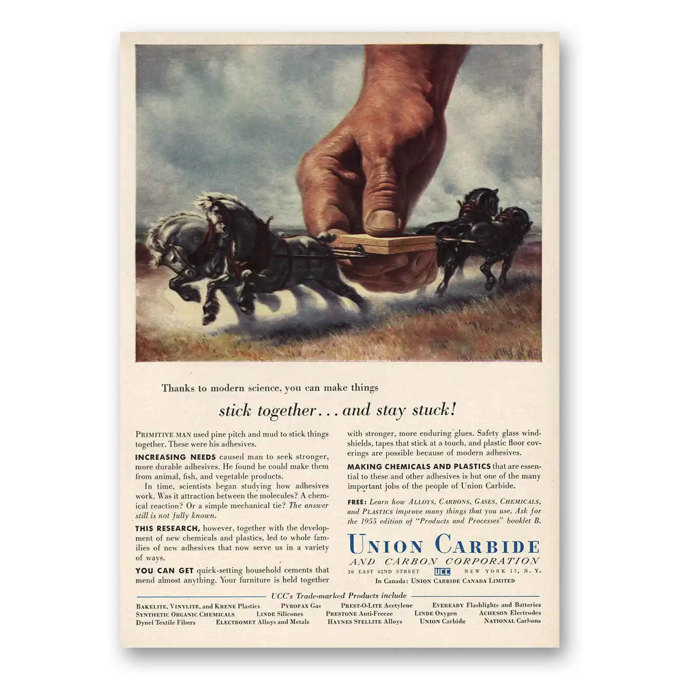 1955 Union Carbide Print Ad | Stick Together